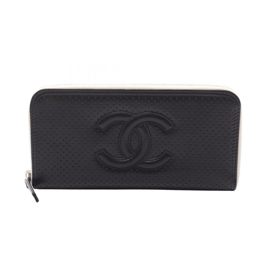 シャネル CHANEL ココマーク ラウンド長財布 財布 レザー カーフ（牛革） レディース ブラック系 【中古】 CHANEL（シャネル） ココマーク ブランドオフ レザー ラウンド長財布