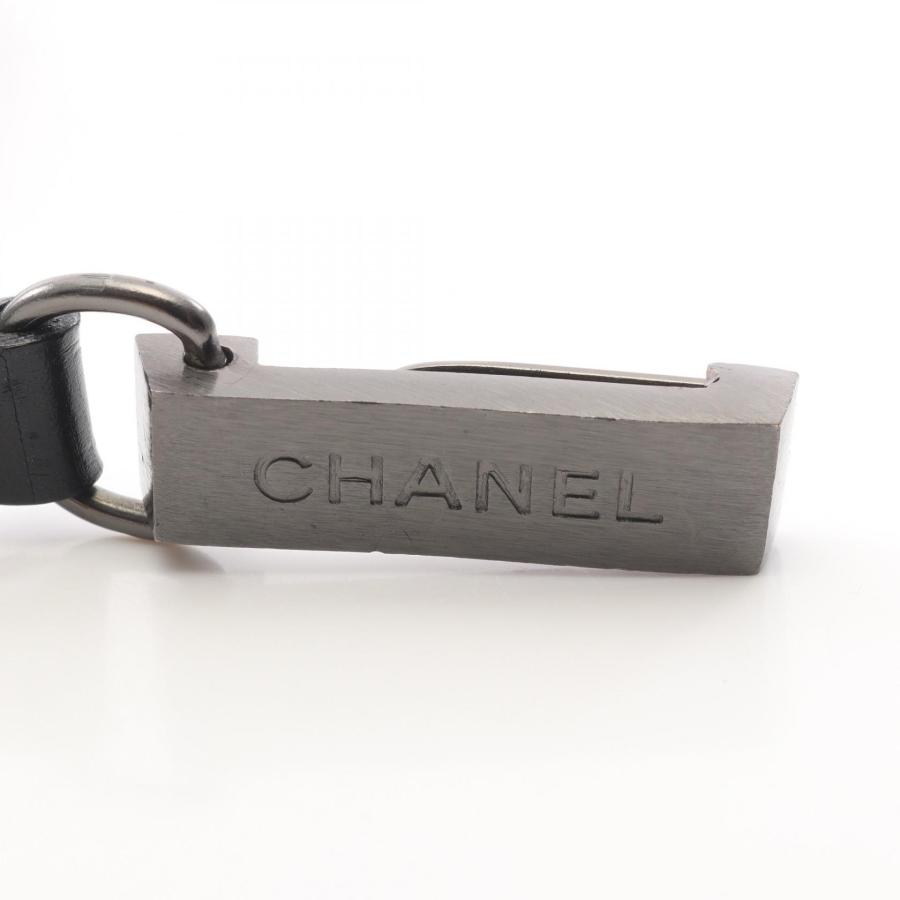 CHANEL ロゴプレート ベルト ブラック CHANEL（シャネル） ロゴ プレート ブランドオフ レザー ベルト 中古