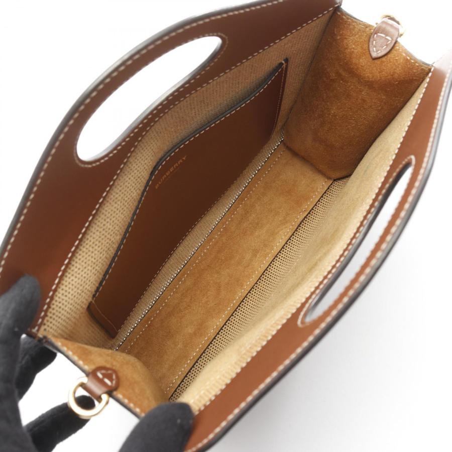 美品 格安 BURBERRY ミニ ポケットバッグ 正規 定価215600 Burberry☆ミニトップステッチレザー ポケットハンドバッグ 2WAY