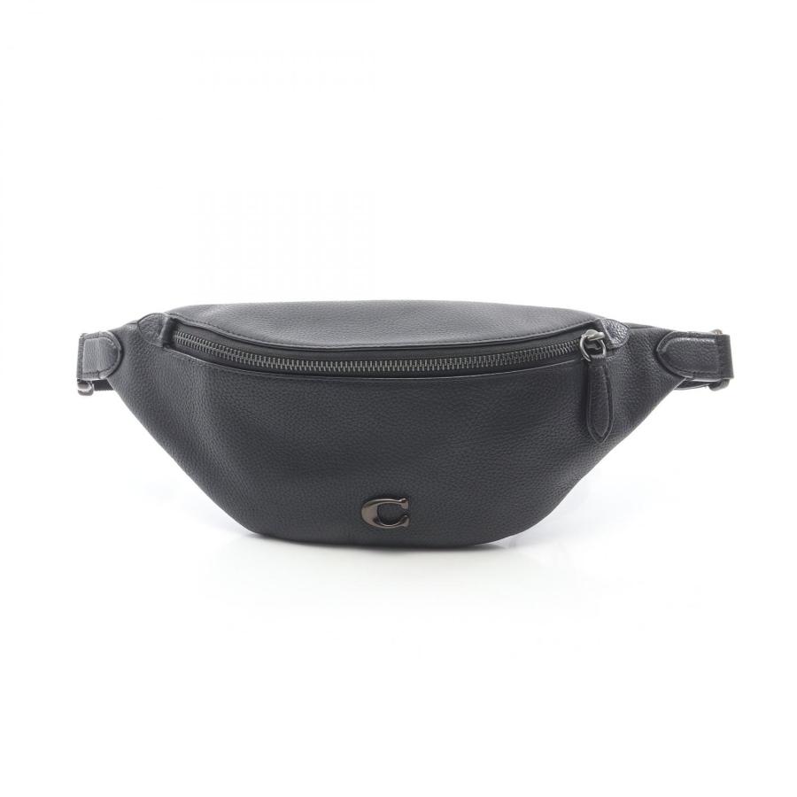美品 COACH ダブル ターンロック ボディバッグ ウエストバッグ レザー COACH コーチ ボディバッグ ウエストポーチ レザー 黒 COACH - コーチ