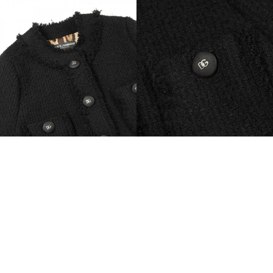 Dolce&Gabbana】ノーカラー ツイードジャケット DGロゴボタン