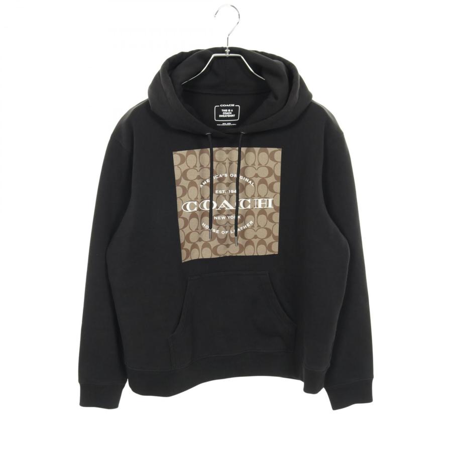 COACH 黒 M パーカー ロゴプリント COACH（コーチ） シグネチャー プリント ブランドオフ コットン