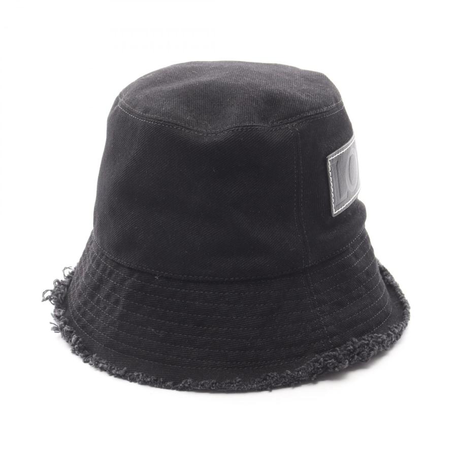 新品未使用『LOEWE』デニムハット　グレー LOEWE（ロエベ） FRAYED BUCKET HAT レザーロゴパッチ ブランドオフ
