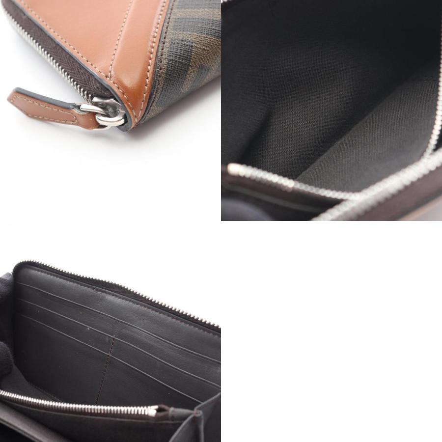 FENDI（フェンディ） ズッカ ブランドオフ レザー ラウンド長財布