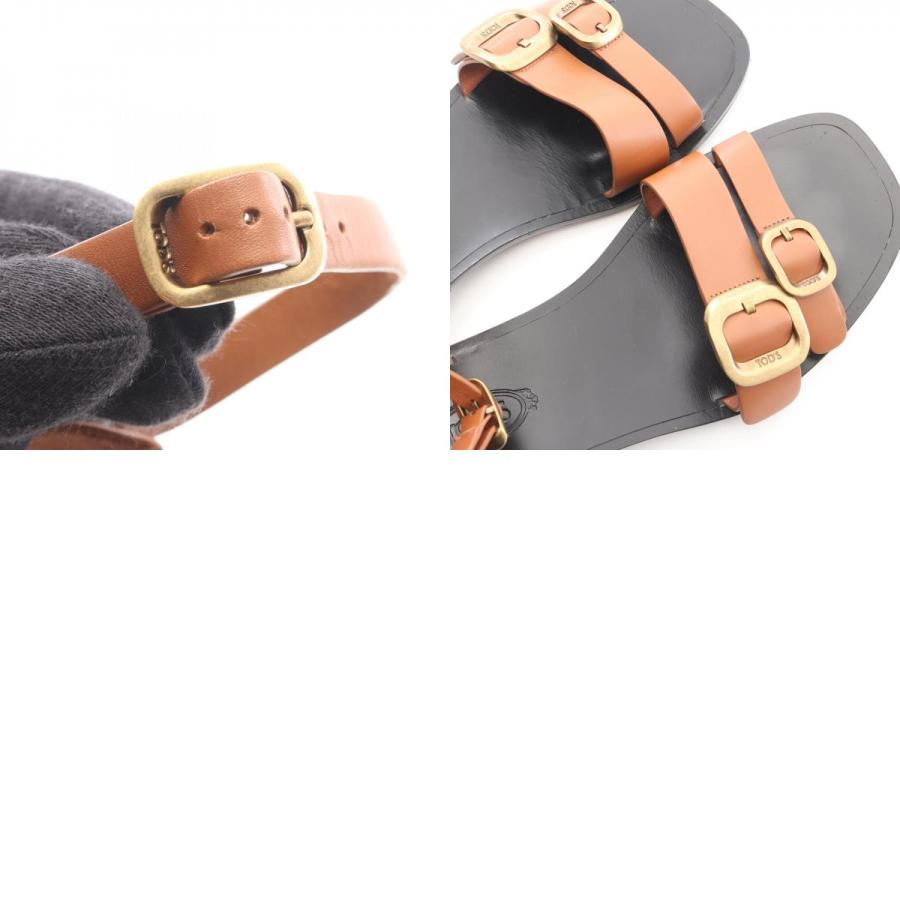 トッズ ダブルベルト フラット ブランドオフ TOD'S レザー サンダル