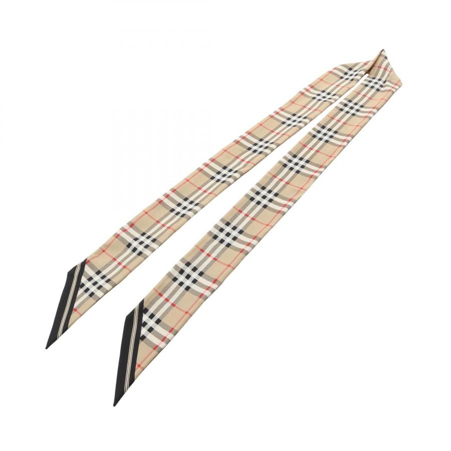 【希少美品】Burberrys バーバリー チェック　シルク　シェルボタン　M BURBERRY（バーバリー） Skinny Scarf チェック ロゴ ブランドオフ