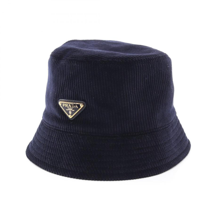 美品✨　PRADA バケットハット ブラック　三角ロゴ　プラダ PRADA（プラダ） 三角プレート コーデュロイ バケット ブランドオフ