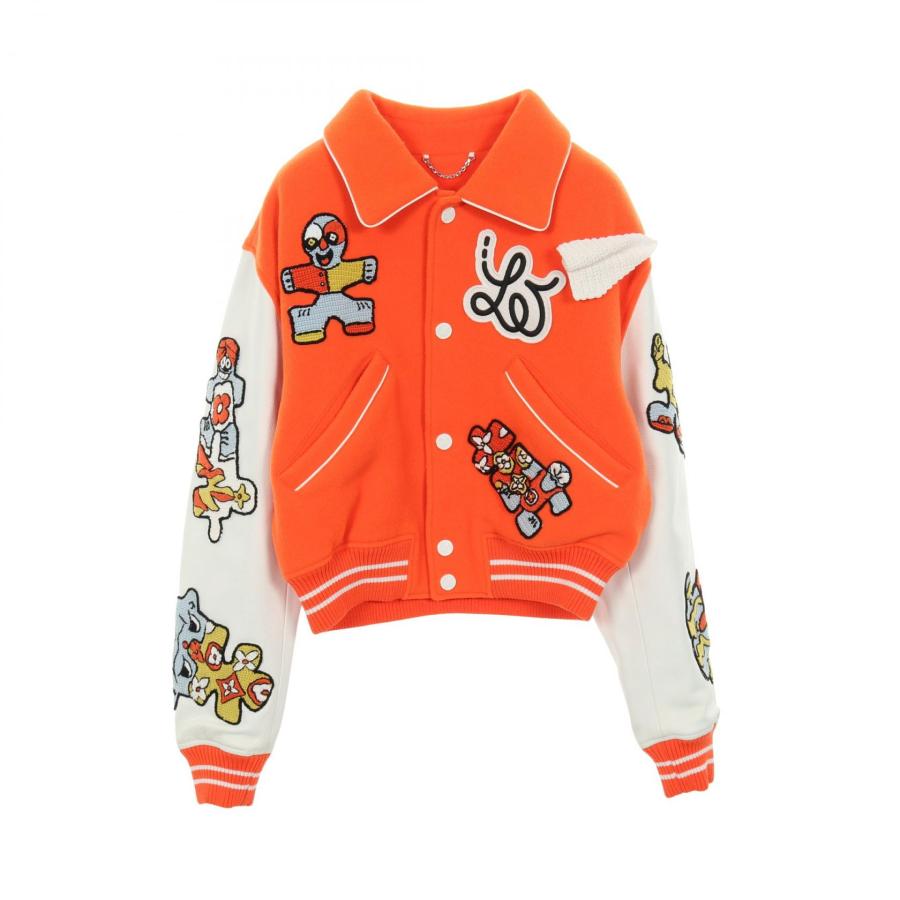 ルイ・ヴィトン LOUIS VUITTON ミニバーシティブルゾン スタジャン 衣料品 アウター ウール レザー メンズ オレンジ系 / ホワイト系 / マルチカラー RM231 MJY HOL71E 【中古】 LOUIS VUITTON（ルイ・ヴィトン） ミニバーシティブルゾン ブランド