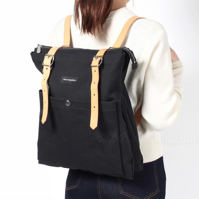 マリメッコ リュック marimekko EPPU エップ/NORMI BAGS リュックサック トートバッグ 2WAY キャンバス レザー  900/BLACK ブラック :MAR040006-BLK:インポートセレクトMikeMuseum - 通販 - Yahoo!ショッピング