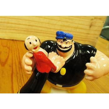ハワイビンテージフィギュア陶器ソルトアンドペッパー2体セット ◎【POPEYE ポパイ】 ソルト＆ペッパー 陶器製『オリーブ＆ブルート