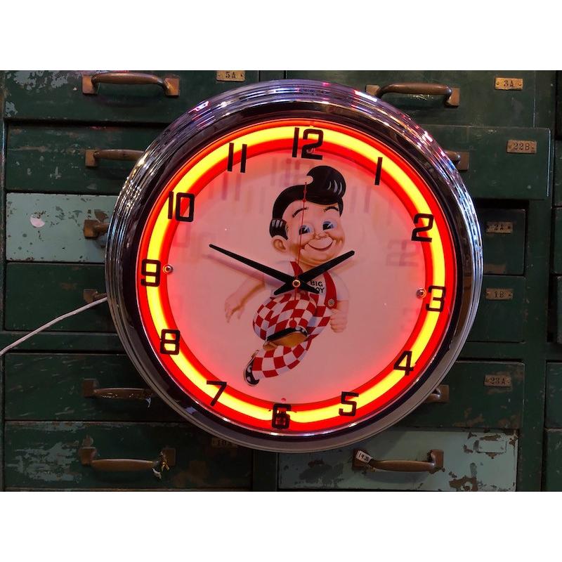 ビッグ ボーイ 目覚まし時計・Big Boy Big Boy Neon Clock ビッグボーイ ネオン時計 : アンティークマイク
