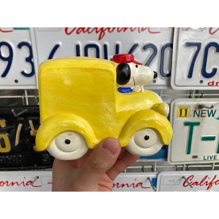 スヌーピー バンク 黄色 貯金箱 陶器 ビンテージ 車 the Express 日本