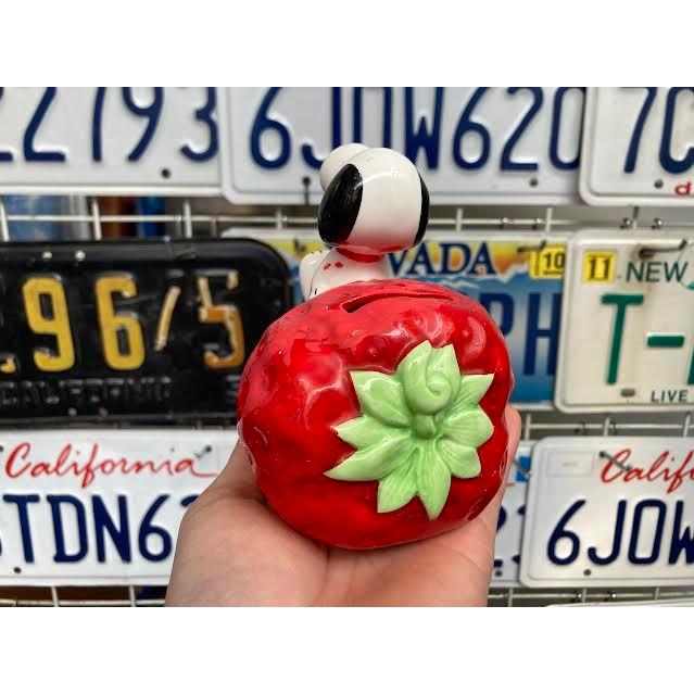 スヌーピー バンク 貯金箱 ストロベリー 陶器 ビンテージ Snoopy Bank