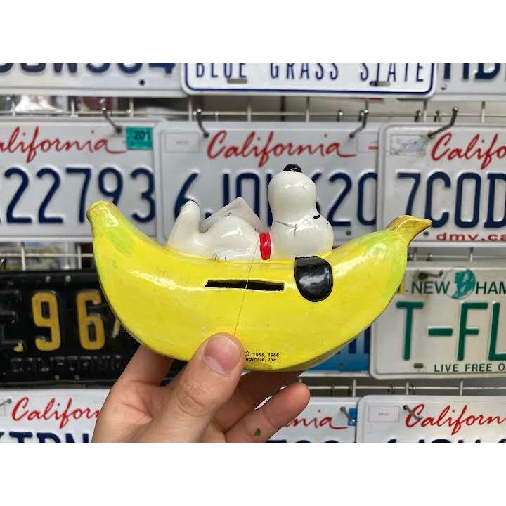 スヌーピー バナナ 貯金箱 バンク ビンテージ 陶器 日本製