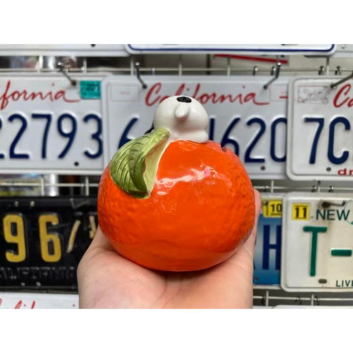 スヌーピー オレンジ 貯金箱 バンク ビンテージ 陶器 日本製 Snoopy