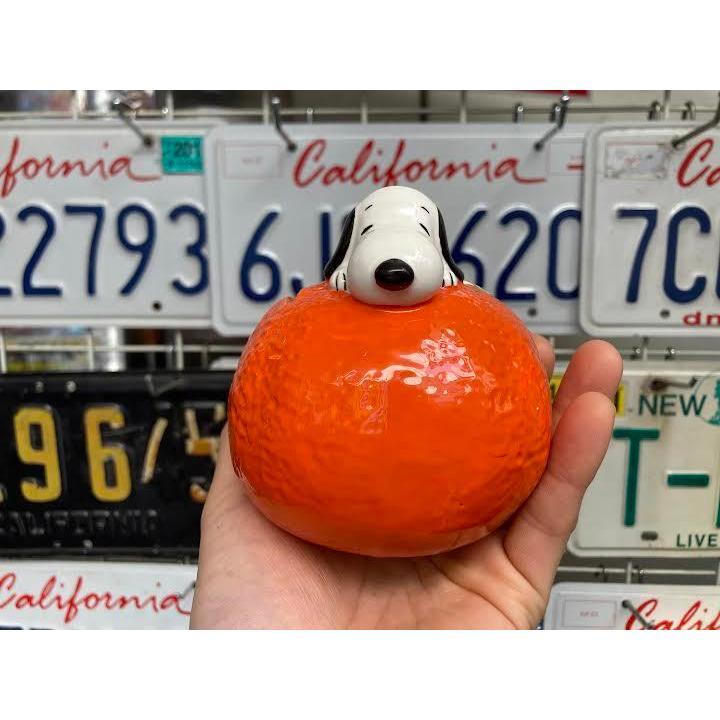 スヌーピー オレンジ 貯金箱 バンク ビンテージ 陶器 日本製 Snoopy