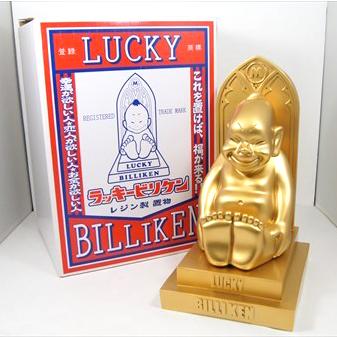 ラッキービリケン/LUCKY BILLIKEN】レジン製 ビリケン人形 ゴールド L