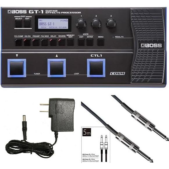 マルチエフェクター BOSS GT-1 & ACアダプター & シールド セット BOSS マルチエフェクター GT-1 + 汎用アダプター シールド5m セット