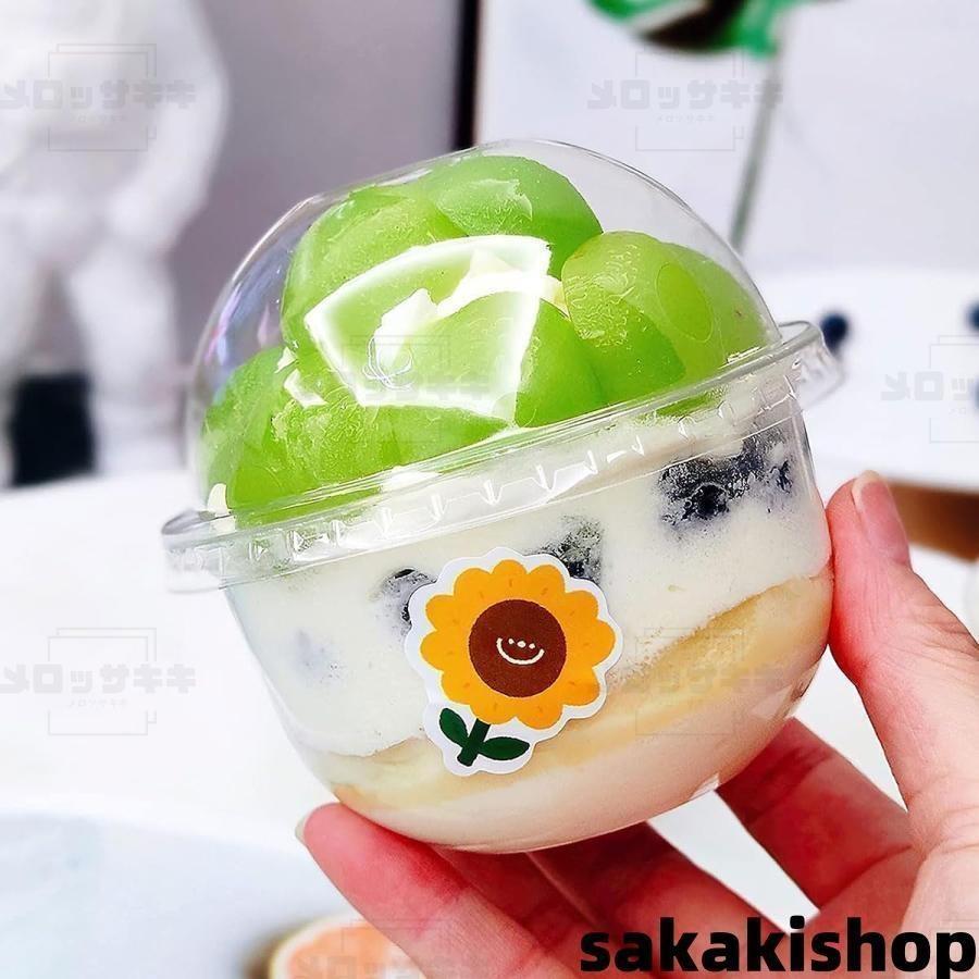 プラスチックカップ 使い捨てパフェカップ 透明 蓋付き 穴無し ドーム 