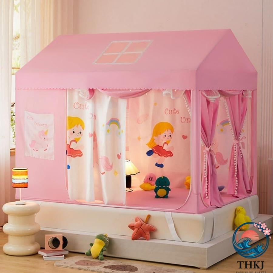 蚊帳 室内カーテン 子供テント ベッドテント 全方位ガード 3 ドア設計
