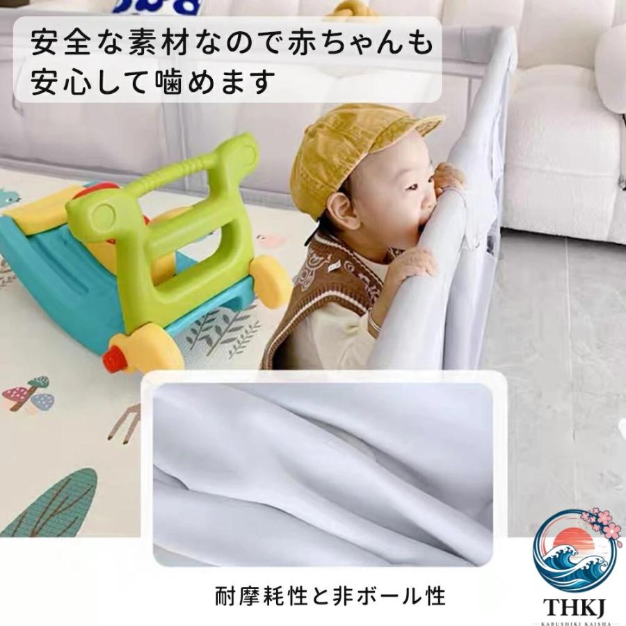ベビーサークル メッシュ 四角 200cm×180cm 約 2 畳 通常サイズ ハイタイプ THKJ ファスナー扉付き ベビーサークル 組み立て式 洗えるカバー 赤ちゃんの画像