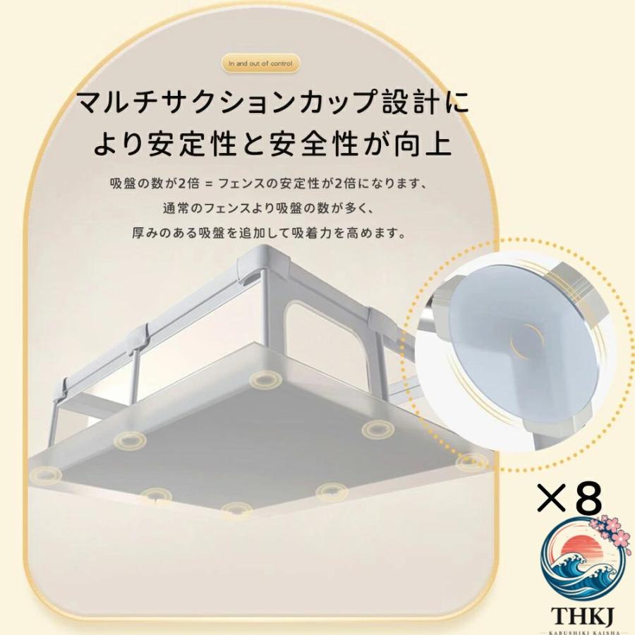 ベビーサークル メッシュ 四角 200cm×180cm 約 2 畳 通常サイズ ハイタイプ THKJ ファスナー扉付き ベビーサークル 組み立て式 洗えるカバー 赤ちゃんの画像
