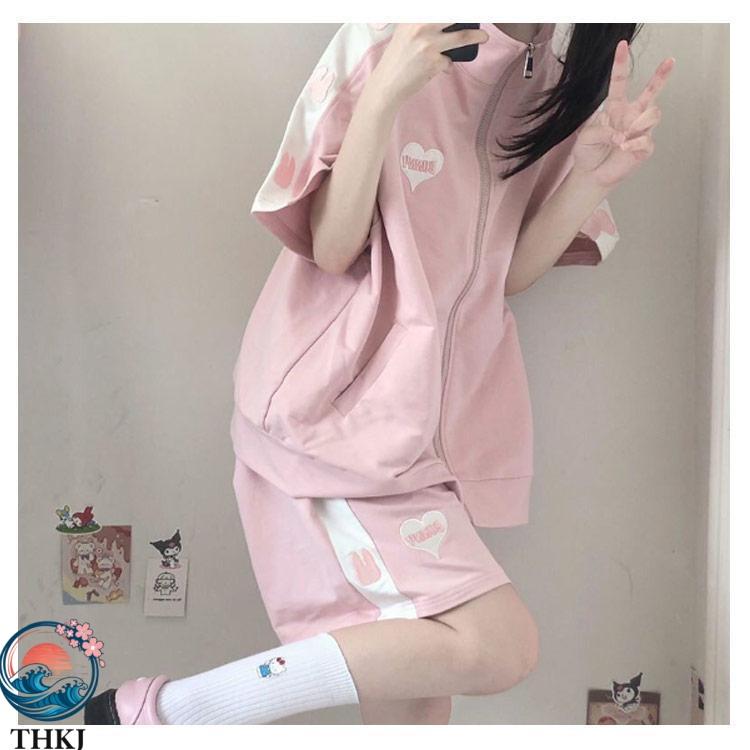 可愛いジャージ ショートパンツ ジャージ 前開き レディース ジャージ レディース パーカー 上下セット 春夏 トップス 半袖 かわいい 服 2点セット 高校生 前開き 地雷系 ショートパンツ 春夏コーデ 着回しやすい MIKIstore - 通販 - Yahoo ショッピング