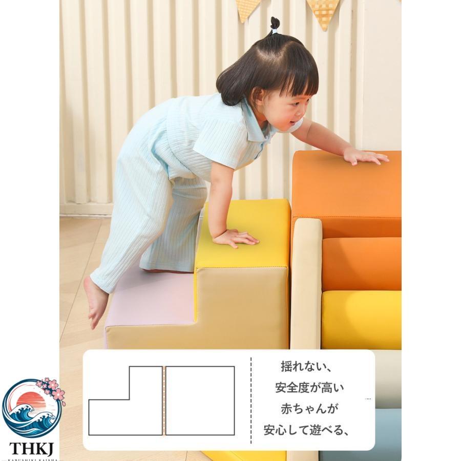 ソフトブロック プレイマット 自由に組み合わせ 滑り台 クッション アスレチック THKJ おもちゃ 玩具 大型遊具 室内遊具 キッズコーナー 子供 幼児 快適_3