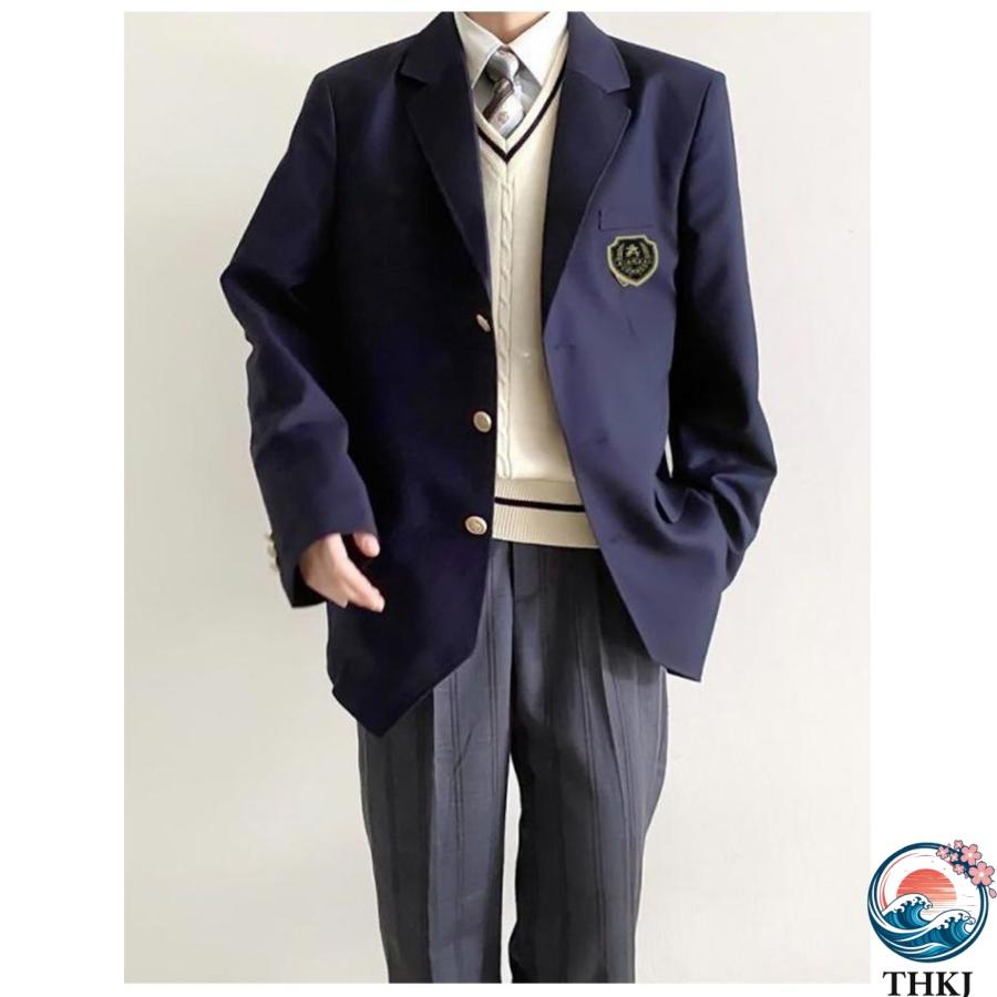 高校  制服  ブレザー 学生服 ロングパンツ 紺 スクールジャケット ブレザー 男子高校制服 5