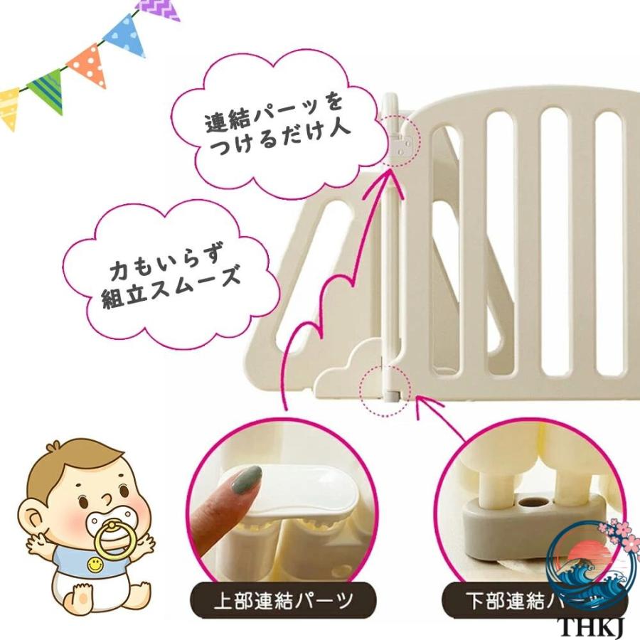 ベビーゲート テレビ 260cm 650cm ベビーフェンス ベビー パーテーション THKJ ベビーサークル ワイド ベビーガード 置くだけ 自立式 ドア付き プレイヤードの画像