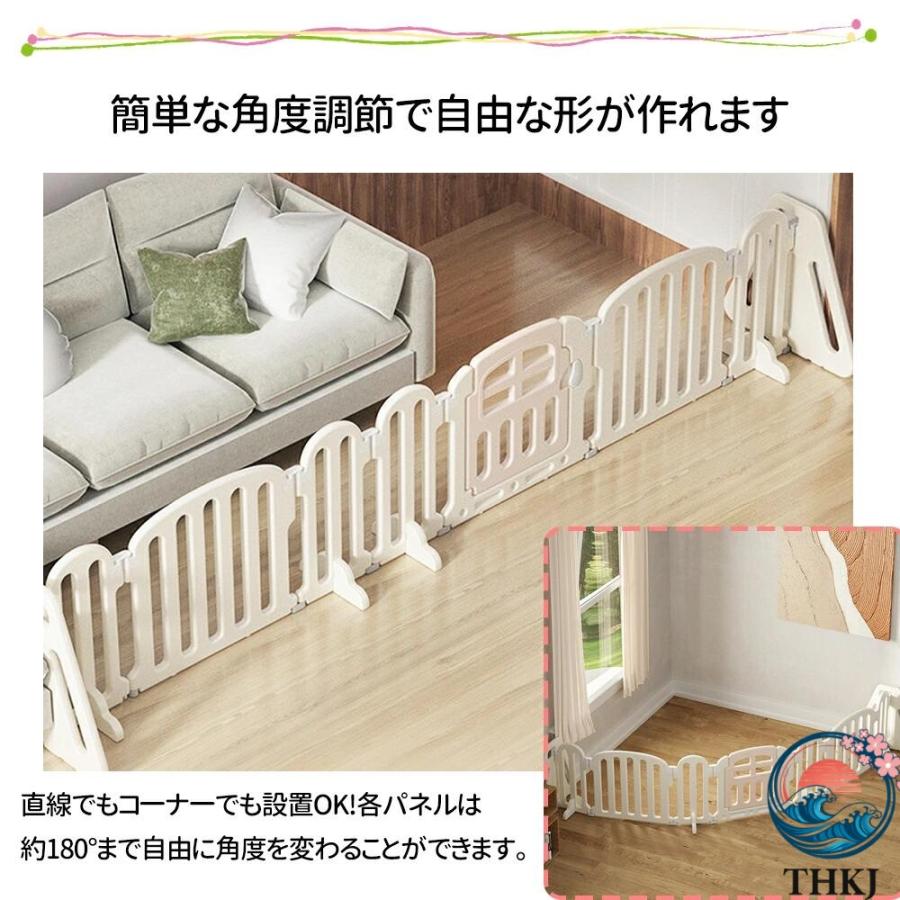 ベビーゲート テレビ 260cm 650cm ベビーフェンス ベビー パーテーション THKJ ベビーサークル ワイド ベビーガード 置くだけ 自立式 ドア付き プレイヤードの画像
