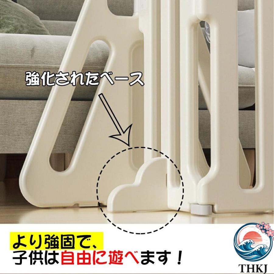 ベビーゲート テレビ 260cm 650cm ベビーフェンス ベビー パーテーション THKJ ベビーサークル ワイド ベビーガード 置くだけ 自立式 ドア付き プレイヤードの画像