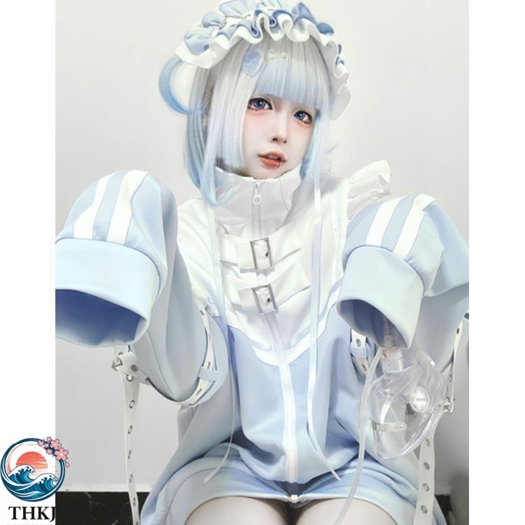水色 フリルジャケット ハーフパンツ レッグウォーマー サブカル