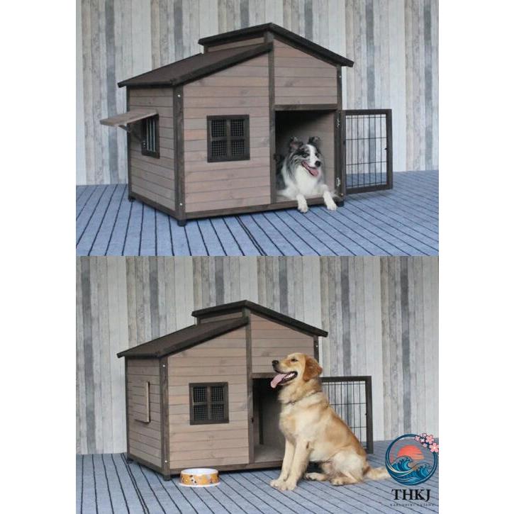 犬舎 犬小屋 屋外ハウス 窓付き 風通し ウッディ犬舎ペットゲージ 木製 