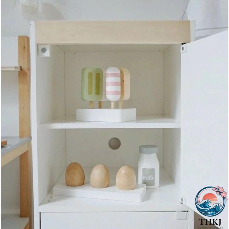 おままごと キッチン 冷蔵庫 木製 おままごとセット ごっこ遊び ままごと 台所 THKJ 調理器具付き 知育玩具 ミニキッチン 子供 キッズ ベビー 男の子 女の子の画像