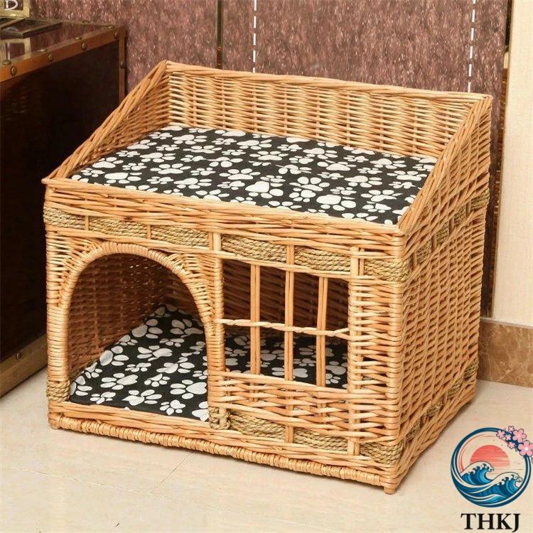 ねこちぐら 2 段 猫ベッド キャットハウス 籠 籐 カゴ ラタン製 ペット