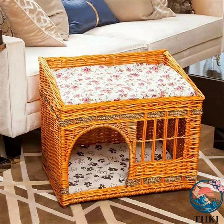 ねこちぐら 2 段 猫ベッド キャットハウス 籠 籐 カゴ ラタン製 ペット