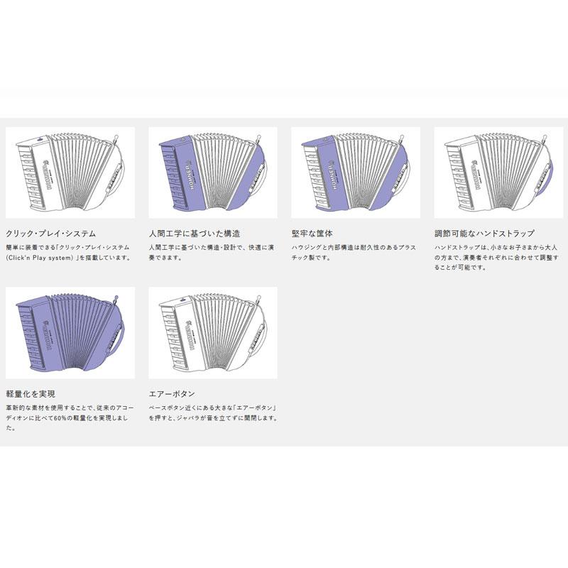 HOHNER XS ハンディ アコーディオン ダークグレー \u0026 ホワイト ボタンキー 21ボタン 小型 ホーナー クリーニングクロスプレゼント 【取り寄せ商品】_8