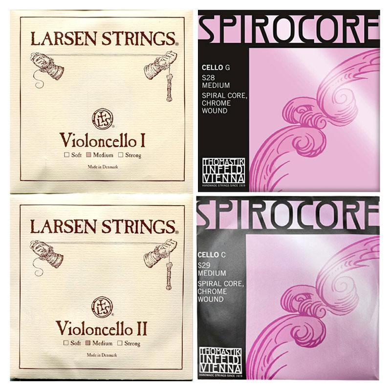 【送料込】チェロ弦セット SpirocoreCG LarsenDA LARSEN & SPIROCORE チェロ弦セット (ラーセン:A,D / スピロコア:S28