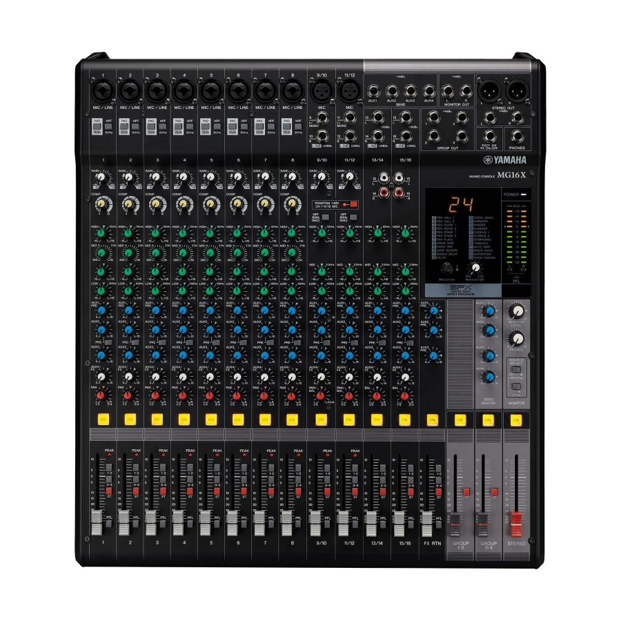 即納可能》 ヤマハ YAMAHA MG16X ミキサー + SM58LCE ダイナミックマイク 2本 + MS09C マイクスタンド 2本 + 5mマイクケーブル 2本 【tecnica】 セット