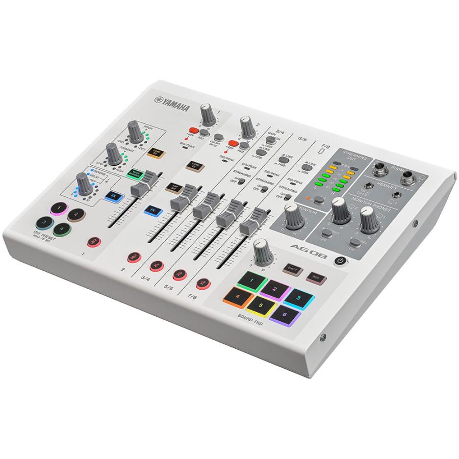 ライブストリーミングミキサー AG08 W(白) + コンデンサーマイクAT2020 + アーム型スタンドMPC1(白) + ポップガード + XLRケーブル(3m) 【福岡パルコ】 配信セット