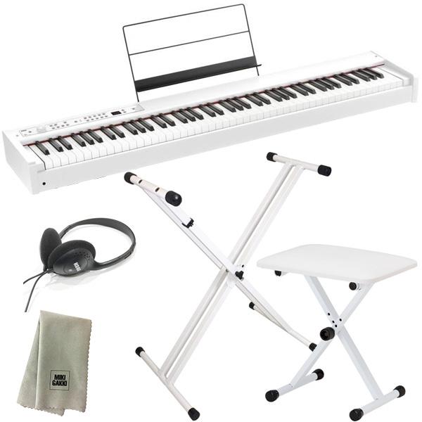 KORG D1 WH (ホワイト) 【X型スタンド、折りたたみ椅子、楽器クロスセット】 電子ピアノ 88鍵盤『ヘッドフォン・ペダル・譜面立て