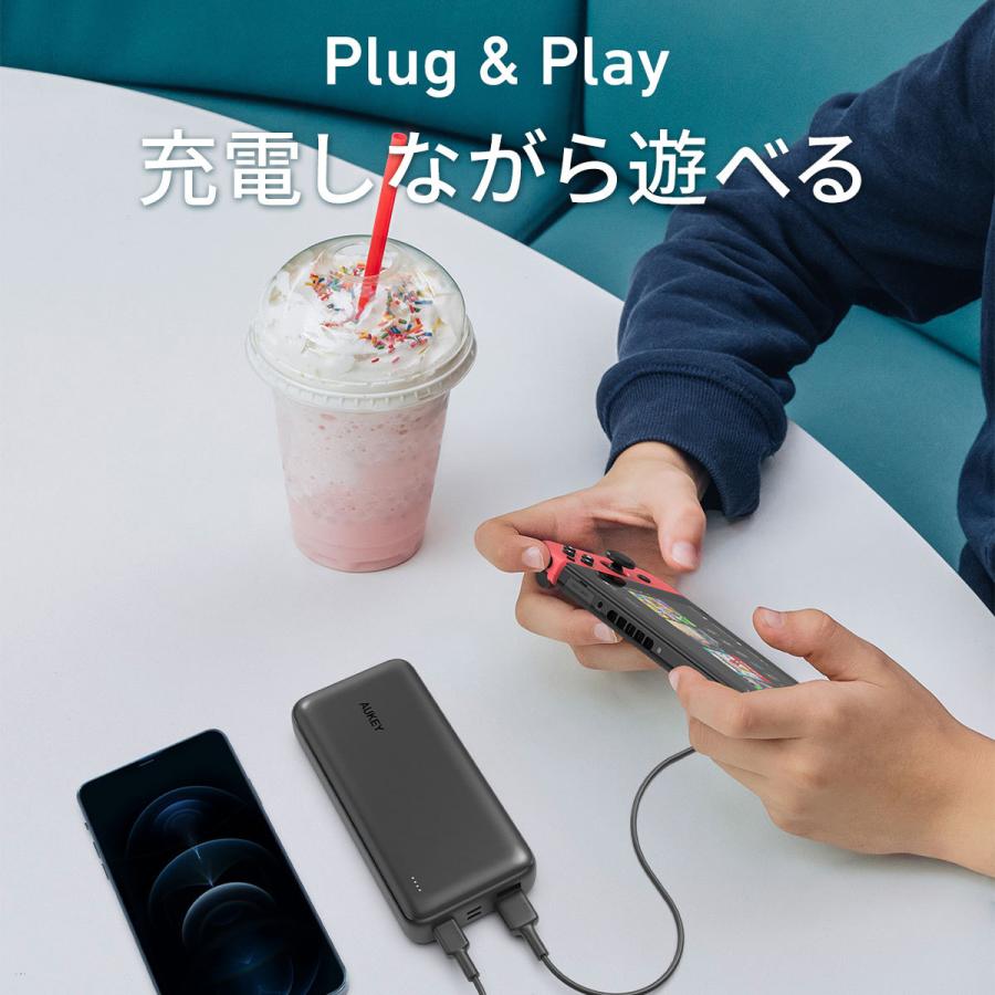 アウトレット　モバイルバッテリー 20000mAh スマホ iPhone Android 大容量 3ポート AUKEY オーキー Basix Plus PB-N74L-BK｜mikimotobeans｜10