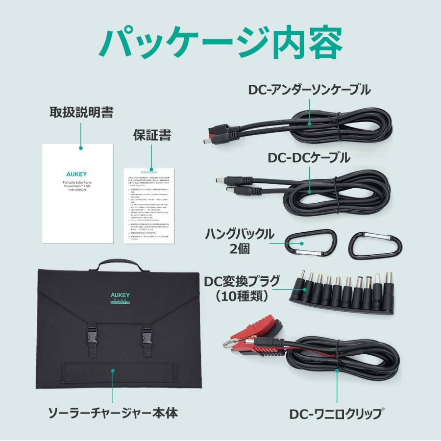 ソーラーチャージャー ソーラーパネル 120W 折りたたみ式/USB出力/DC出力 高変換効率 防災 AUKEY オーキー SP-GP12-BKの画像