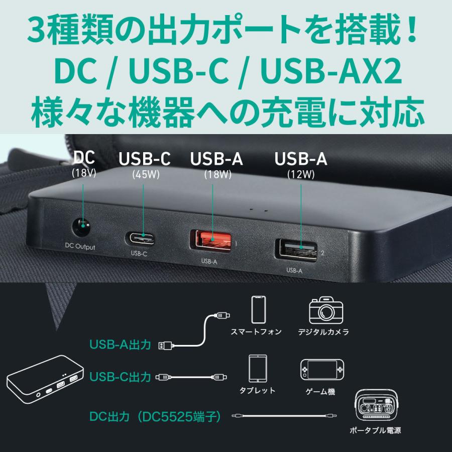 ソーラーチャージャー ソーラーパネル 120W 折りたたみ式/USB出力/DC出力 高変換効率 防災 AUKEY オーキー SP-GP12-BKの画像