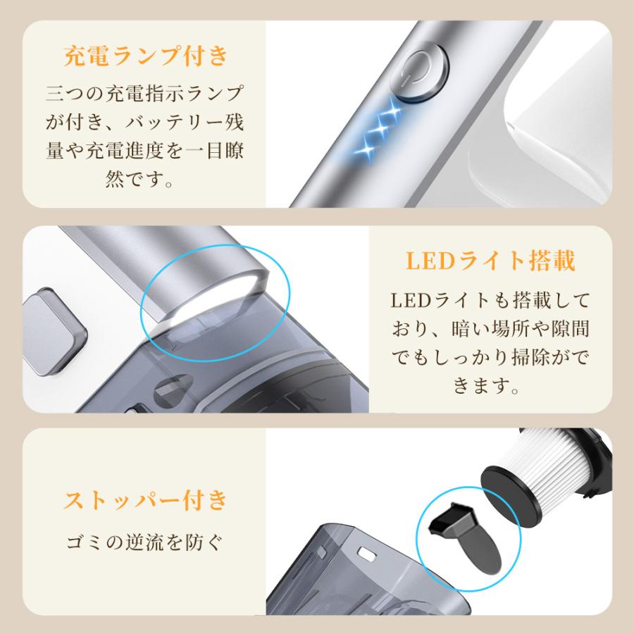 【限定クーポン4780円】掃除機 2段階強力吸引 コードレス掃除機 スティッククリーナー ハンディクリーナー スティック掃除機 ハンディー掃除機 フィルター家庭用の画像