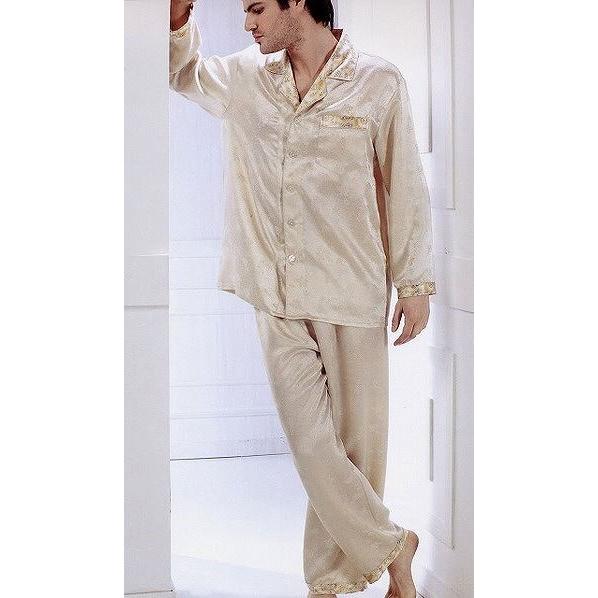 シルクパジャマ メンズ No 15 待望 男性用 部屋着 長袖 直輸入品