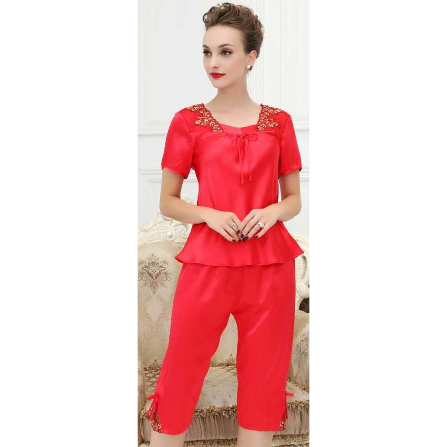 ベストセラー お届けは毎月12日 27日頃 プチッと可愛いシルクパジャマ 部屋着 直輸入品 シルク100 身生地 ３分袖 半袖 No 511 レディース シルクパジャマ 下着 靴下 部屋着