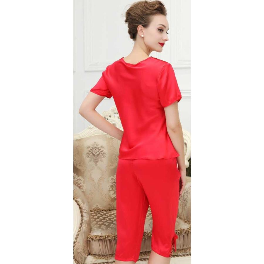 クーポン対象外 お届けは毎月12日 27日頃 プチッと可愛いシルクパジャマ 部屋着 直輸入品 シルク100 身生地 ３分袖 半袖 No 511 レディース シルクパジャマ 下着 靴下 部屋着