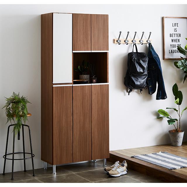 【新品未使用】国産 シューズボックス 幅75cm ハイタイプ 鏡付 25足収納 シューズボックス ハイタイプ ミラー付き 国産 大川家具 完成品 幅75cm